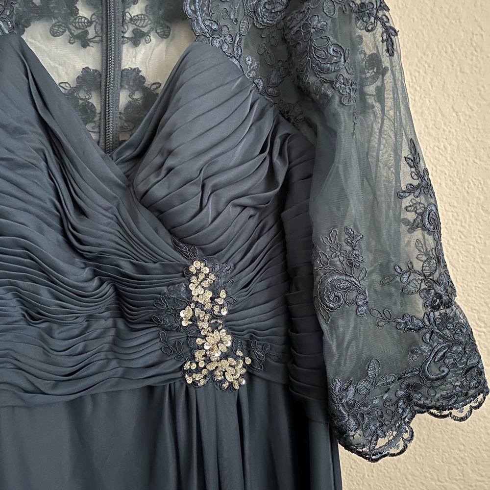 Azazie Navy Ruched Gown